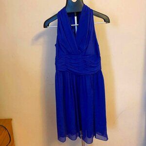 MARC NEW YORK Dress Blue/Violet Chiffon Pleated V-neck